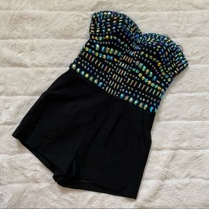 GUESS - Black Jewelled Short Romper